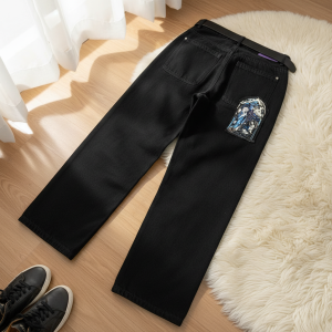 PantsDerschutze Black Denim Jeans Patch Design