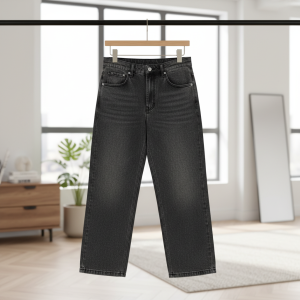 PantsDerschutze Vintage Black Jeans Men Embroidered Streetwear Denim