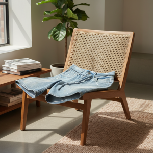 Acne Studios Men’s Distressed Denim Paint Splash Shorts