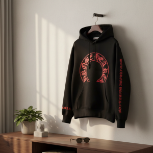 Chrome Hearts Black Red Print Pullover Hoodie