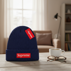Navy Knit Beanie Winter Warm Hat