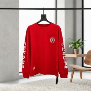 Chrome Hearts Red Long Sleeve Cotton T-Shirt
