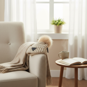 HatsPrada Women Winter Knit Beanie With Faux Fur Pom