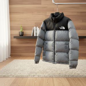 The North Face Men Winter Puffer Jacket Gray Black
