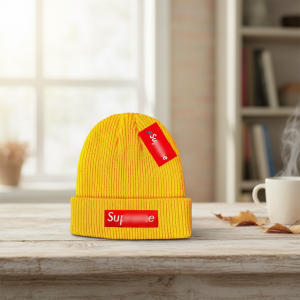 Yellow Knit Beanie Hat Winter Warm Streetwear Cap
