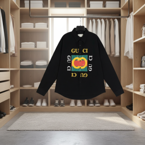 Gucci Black Long Sleeve Logo Print Shirt