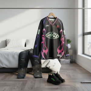 Hellstar 11 Black Flame Long Sleeve Jersey Shirt