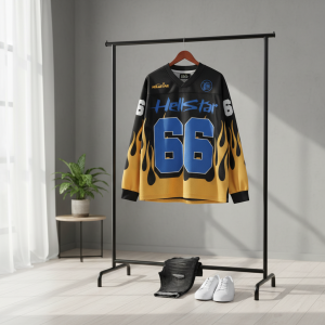 Hellstar 66 Flame Print Black Yellow Jersey Shirt