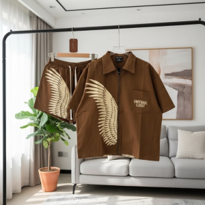 Emotional Closet Brown Wing Print Shirt Set
