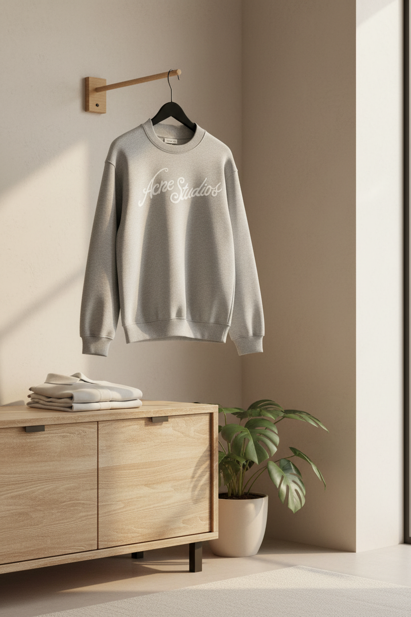 Acne Studios Grey Logo Print Hoodie