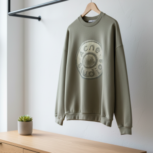 Acne Studios Logo Print Khaki Crewneck Sweatshirt