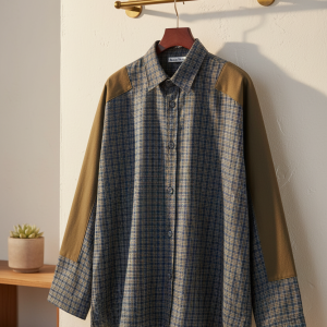 Acne Studios Plaid Patchwork Long Sleeve Shirt