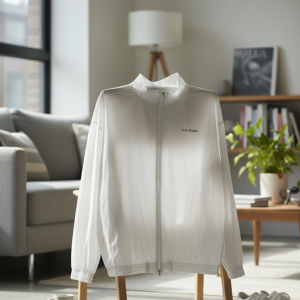 Acne Studios White Zip Up Lightweight Jacket